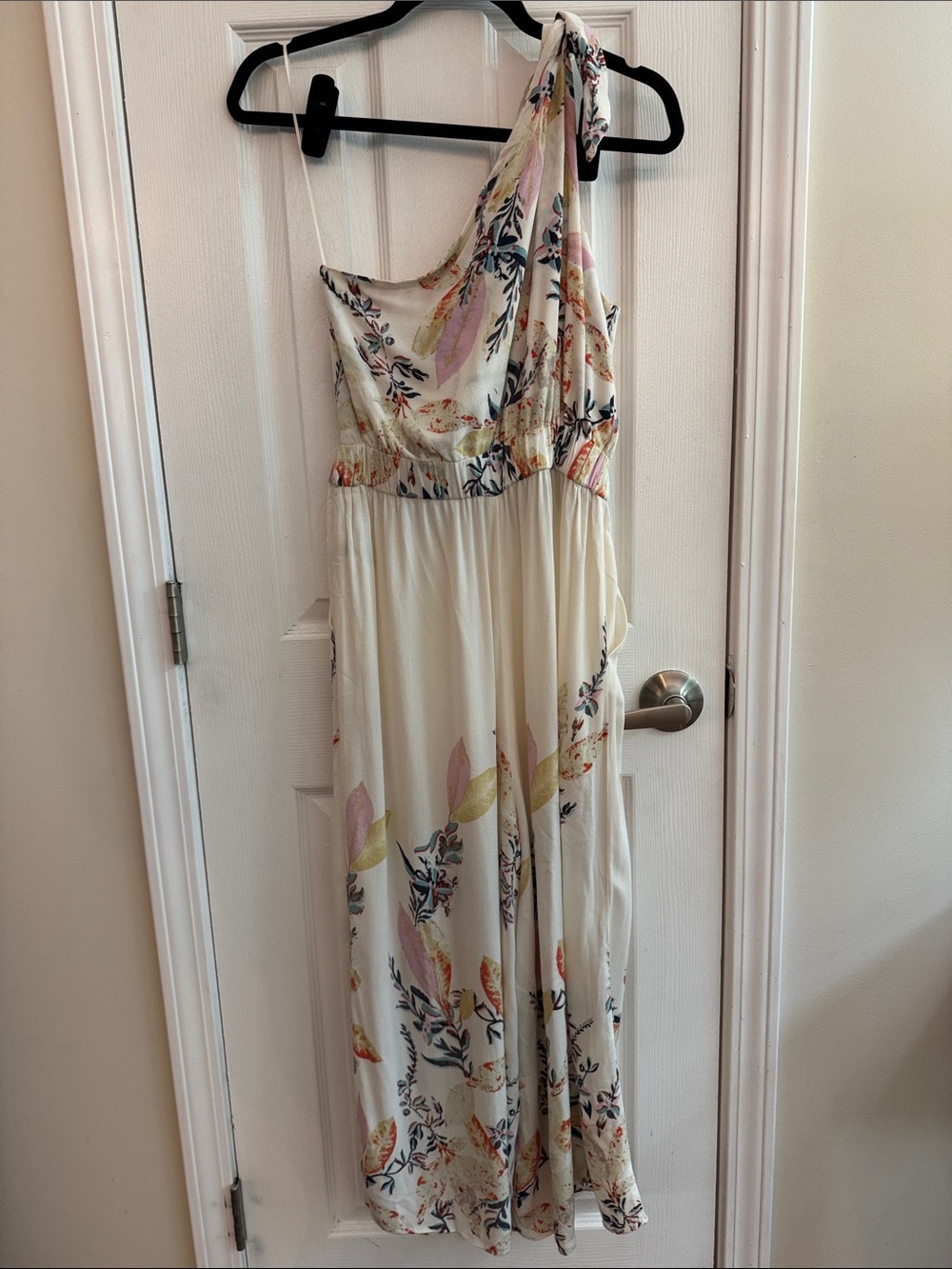 FREE PEOPLE Island Time One Shoulder Floral Cropped Wide Leg Jumpsuit Size Small - Picture 6 of 8